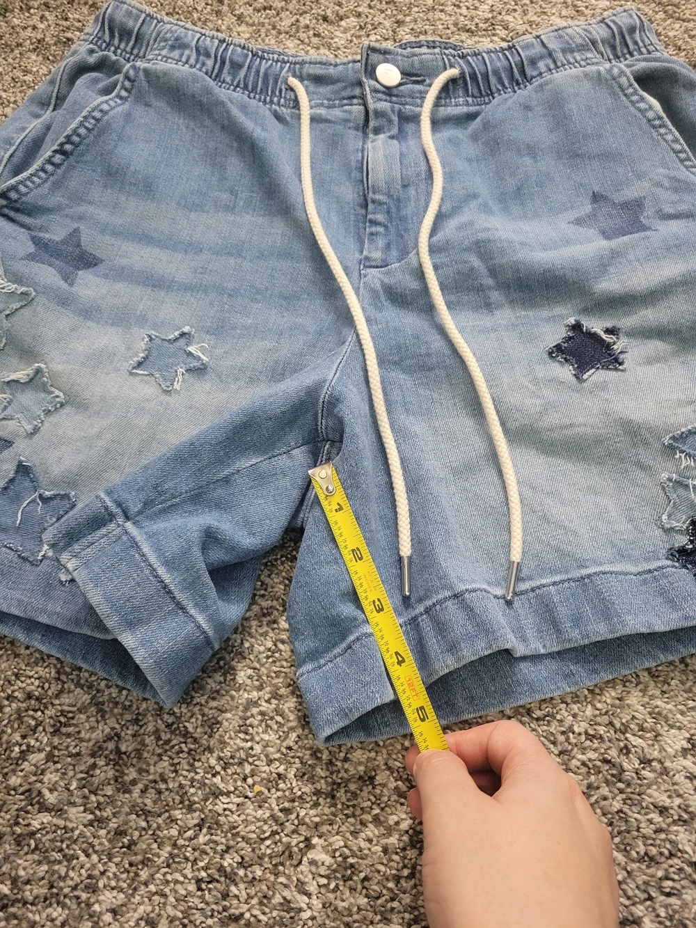 Pilcro S Light Blue Star Appliqué Denim Shorts - Picture 5 of 12